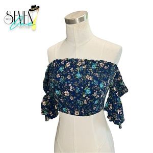 WOMEN'S summer floral off shoulder bandeau crop top tank top